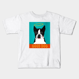 Stephen Huneck Good Dog Boston Terrier Funny Kids T-Shirt